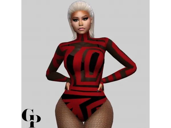 Alpha NICKI MINAJ Gareth Pugh SS19 Sheer Bodysuit - The Sims 4 Custom Content