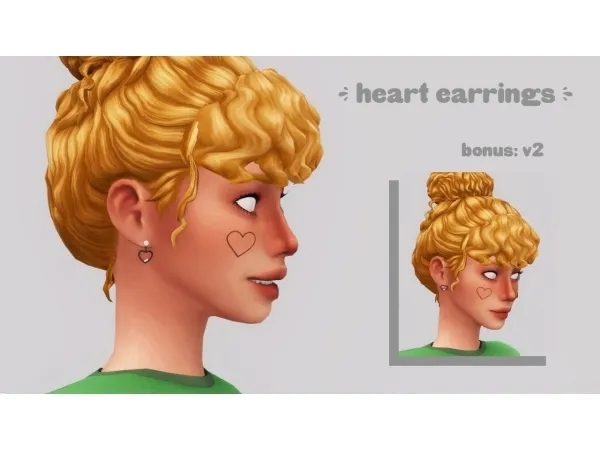 Maxis Match heart earrings by squasha - The Sims 4 Custom Content