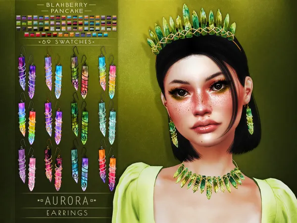 Alpha Blahberry Pancake Aurora Earrings by blahberry-pancake - The Sims 4 custom content