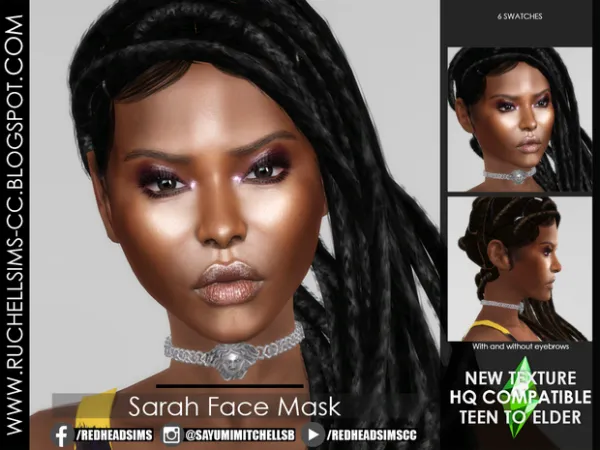 Alpha Sarah Face Mask GIFT (Free) by ruchellsims - The Sims 4 Custom Content