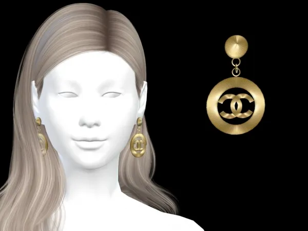 Alpha Chanel GOLD SUNBURST DANGLE EARRINGS by simsfinds - The Sims 4 Custom Content