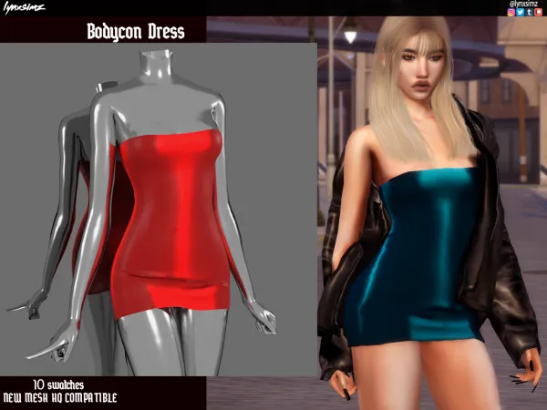 Alpha Lynxsimz Bodycon Dress by lynxsimz - The Sims 4 Custom Content