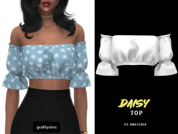 Alpha Daisy Top by grafity-cc - The Sims 4 Custom Content