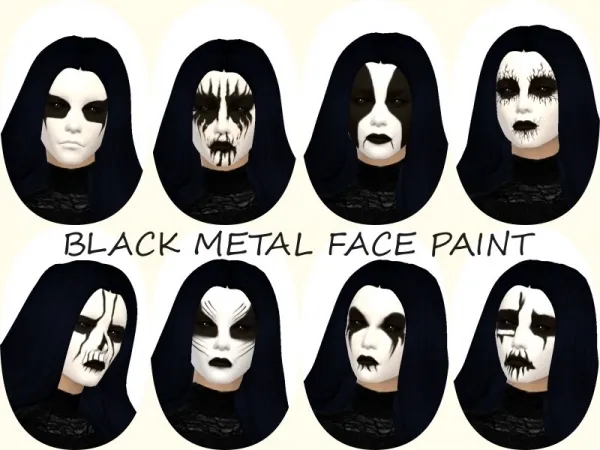 Alpha minesims93's black metal face paint by thesimsresource - The Sims 4 Custom Content