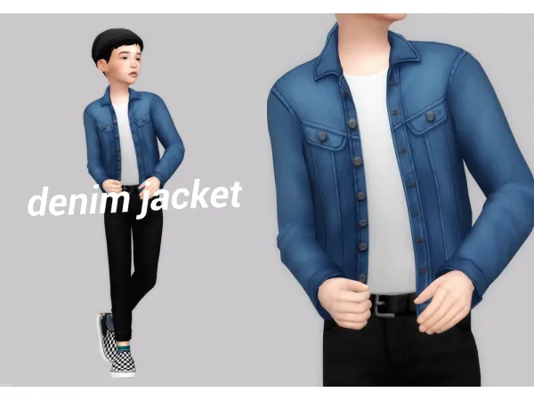 Maxis Match denim jacket by casteru - The Sims 4 Custom Content
