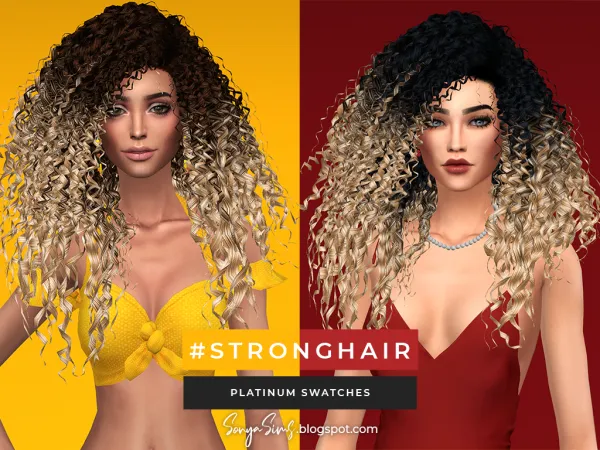 Alpha Strong Hair Platinum Retexture - The Sims 4 Custom Content
