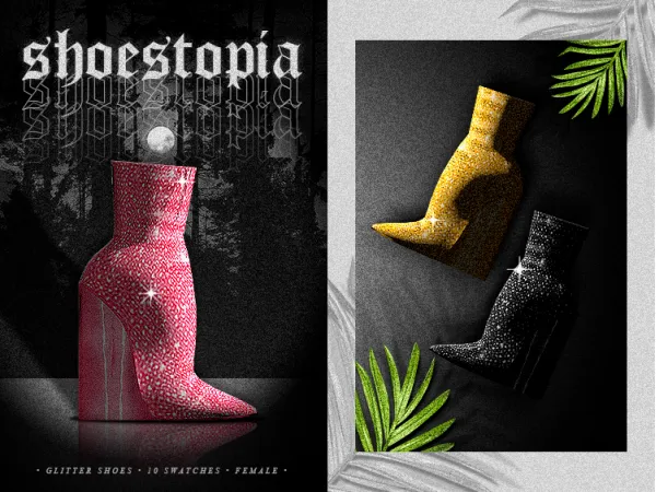 Alpha shoestopia glitter shoes by shoestopia - The Sims 4 custom content