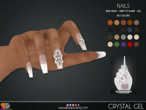 Alpha CRYSTAL GEL NAILS by redheadsims - The Sims 4 Custom Content