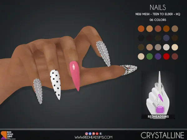 Alpha CRYSTALLINE NAILS by redheadsims - The Sims 4 Custom Content