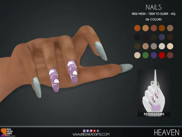 Alpha HEAVEN NAILS by redheadsims - The Sims 4 Custom Content