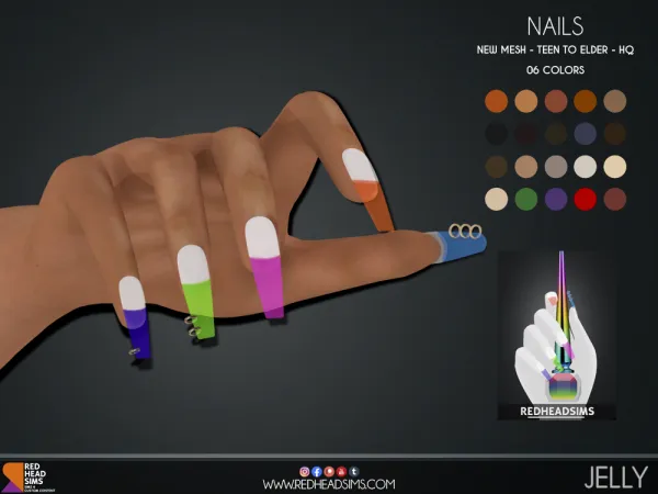 Alpha JELLY NAILS by redheadsims - The Sims 4 Custom Content