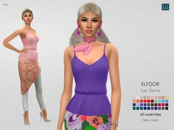 Maxis Match Top Elena by elfdor - The Sims 4 Custom Content