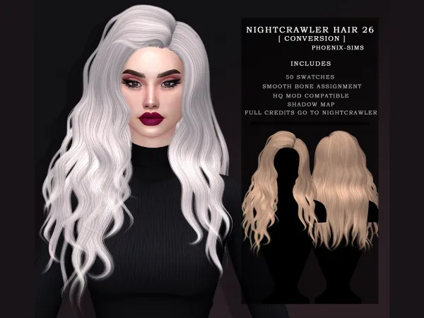 Alpha Nightcrawler Hair 26 [ Conversion ] - The Sims 4 Custom Content