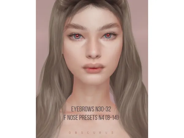 Alpha nose presets 4f eyebrows 30 32 by simsfinds - The Sims 4 Custom Content