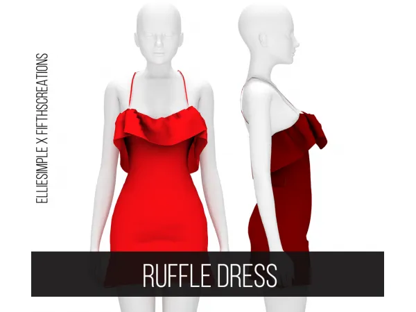 Alpha RUFFLE DRESS by fifthscreations - The Sims 4 Custom Content