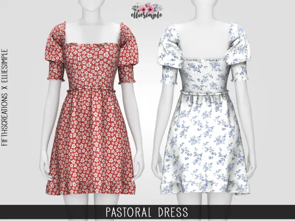 Alpha Elliesimple Pastoral Dress by elliesimple - The Sims 4 Custom Content