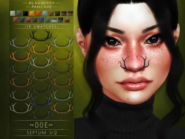 Alpha Blahberry Pancake Doe Septum V2 (unisex) by blahberry-pancake - The Sims 4 Custom Content
