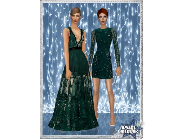 Imaginary Boutique Green Dresses by simsfinds - The Sims 2 Custom Content