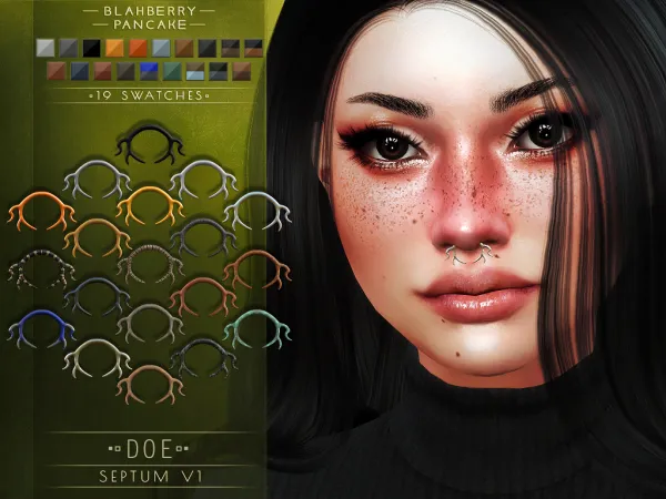 Alpha Blahberry Pancake Doe Septum V1 (unisex) by blahberry-pancake - The Sims 4 Custom Content