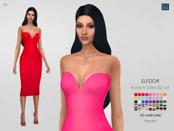 Alpha Busra tr Dress BD161 RC by elfdor - The Sims 4 Custom Content