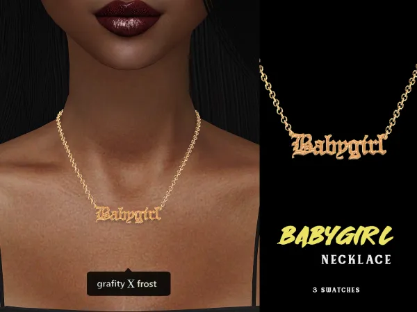 Alpha Babygirl Necklace by grafity-cc - The Sims 4 Custom Content