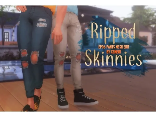 Maxis Match Ripped Skinnies EP06 Pants Mesh Edit - The Sims 4 Custom Content