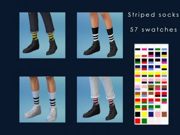 Alpha aga_k's Striped Socks [male and female] by thesimsresource - The Sims 4 Custom Content