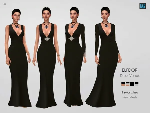 Maxis Match Dress Venus by elfdor - The Sims 4 Custom Content
