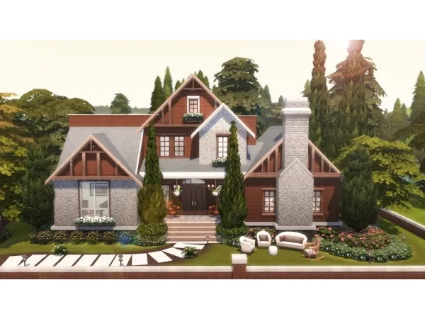 Maxis Match Casa Rústica com Ateliê by simsfinds - The Sims 4 Custom Content