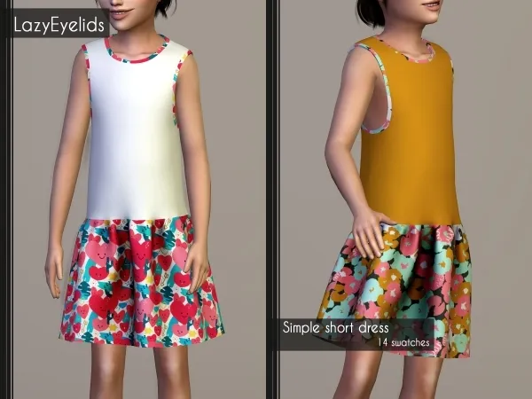 Alpha Simple short dress by lazyeyelids - The Sims 4 Custom Content