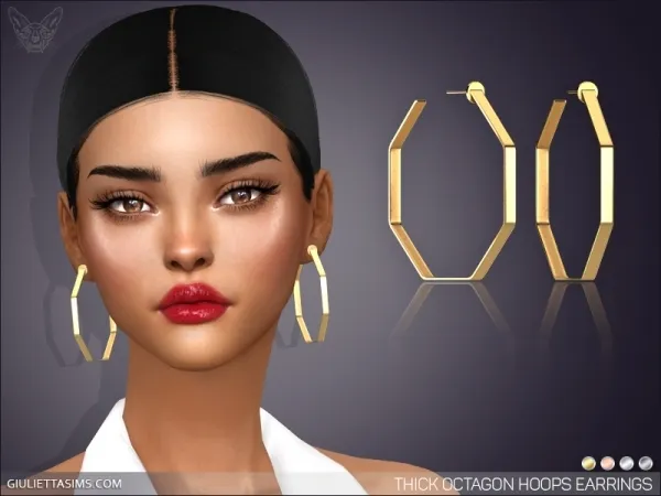 Mix THICK OCTAGON HOOP EARRINGS by giuliettasims - The Sims 4 Custom Content