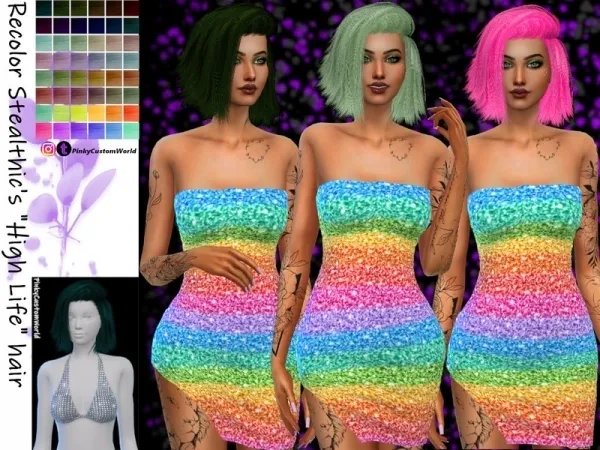 Alpha PinkyCustomWorld's Recolor Stealthic's High Life hair Mesh needed by thesimsresource - The Sims 4 Custom Content