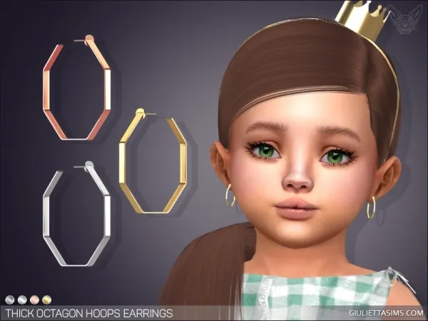 Alpha Thick Octagon Hoop Earrings For Toddlers by giuliettasims - The Sims 4 Custom Content
