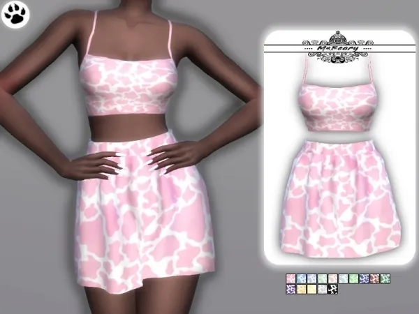 Maxis Match MsBeary's Cow Print Skirt Top - The Sims 4 Custom Content