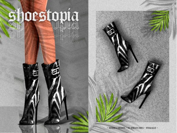 Alpha shoestopia zebra shoes by shoestopia - The Sims 4 Custom Content