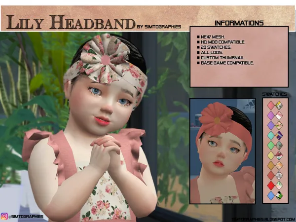 Alpha Lily Headband by simtographies - The Sims 4 Custom Content