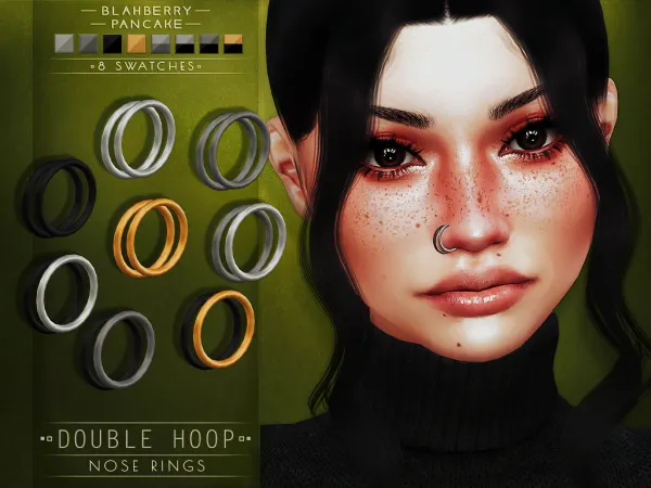Alpha Blahberry Pancake Double Hoop Nose Rings (3 versions) by blahberry-pancake - The Sims 4 Custom Content