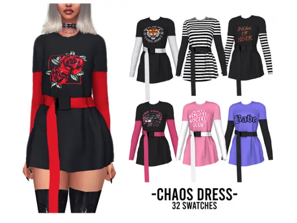 Alpha CHAOS DRESS by kenzarsims - The Sims 4 Custom Content