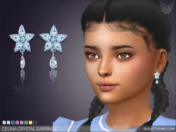 Mix Celina Crystal Earrings For Kids - The Sims 4 Custom Content
