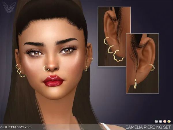 Alpha Camelia Piercing Set by giuliettasims - The Sims 4 Custom Content
