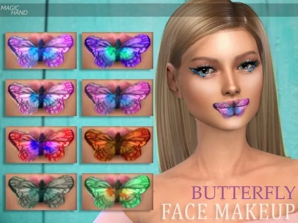 Mix MagicHand's [MH] Butterfly Face Makeup - The Sims 4 Custom Content