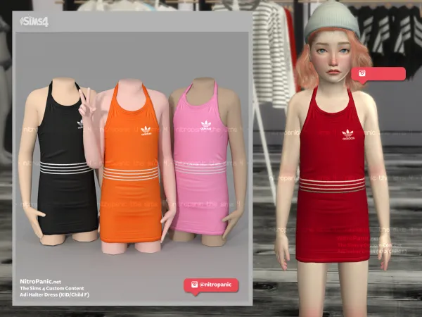 Alpha Adi Halter Dress (KIDCHILD F) by nitropanic - The Sims 4 Custom Content
