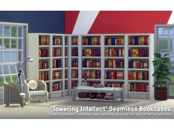 Maxis Match Towering Intellect Seamless Bookcases by simsfinds - The Sims 4 Custom Content
