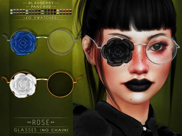 Alpha Blahberry Pancake Rose Glasses NO CHAIN (unisex) by blahberry-pancake - The Sims 4 Custom Content