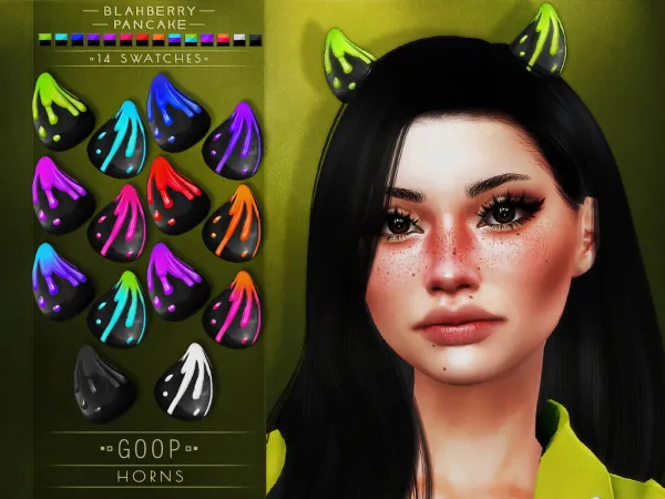 Alpha Blahberry Pancake Goop Horns (unisex) - The Sims 4 Custom Content