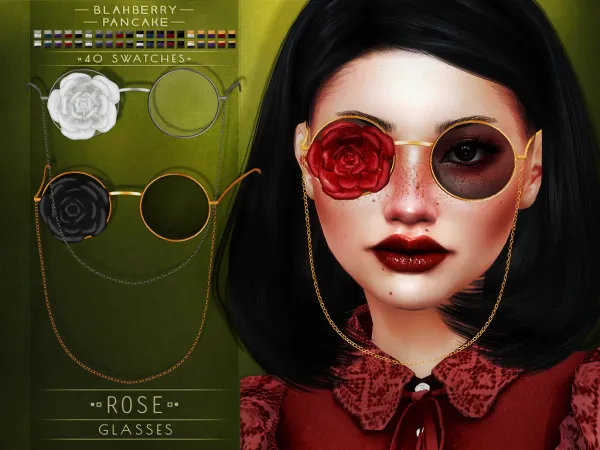 Alpha Blahberry Pancake Rose Glasses (unisex) by blahberry-pancake - The Sims 4 Custom Content