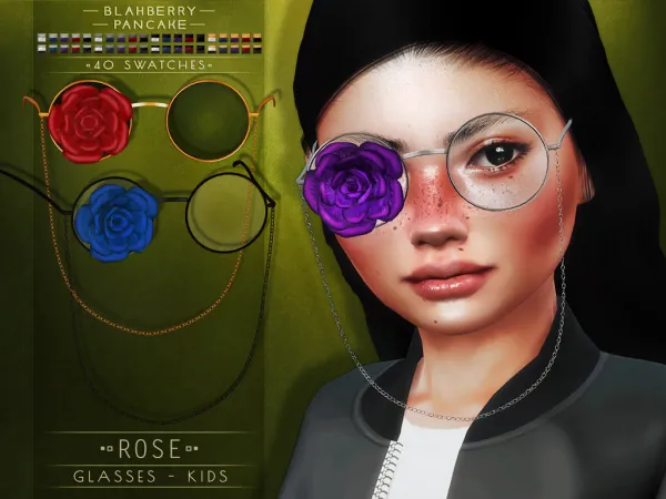 Alpha Blahberry Pancake Rose Glasses KIDS by blahberry-pancake - The Sims 4 Custom Content