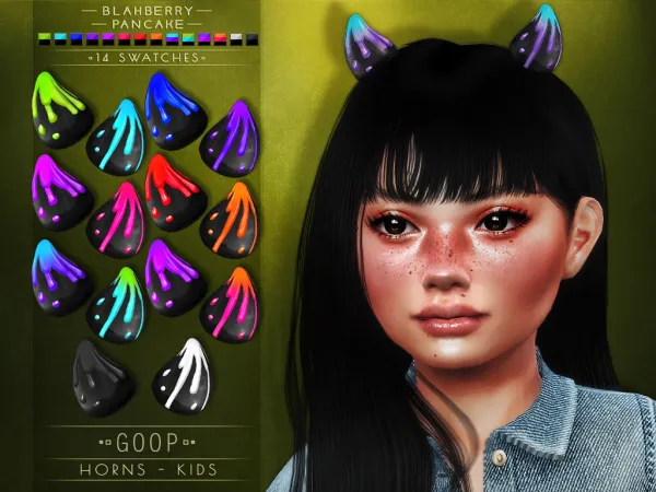 Alpha Blahberry Pancake Goop Horns KIDS by blahberry-pancake - The Sims 4 Custom Content