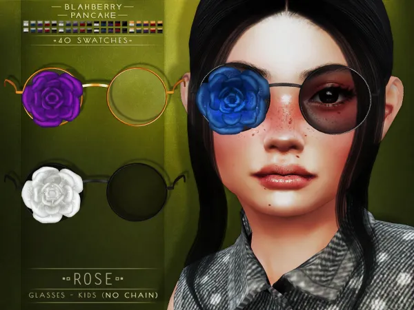 Alpha Blahberry Pancake Rose Glasses KIDS (NO CHAIN) - The Sims 4 Custom Content