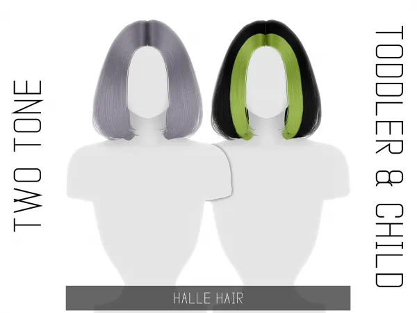 Alpha HALLE HAIR TWO TONE TODDLER CHILD by simsfinds - The Sims 4 Custom Content